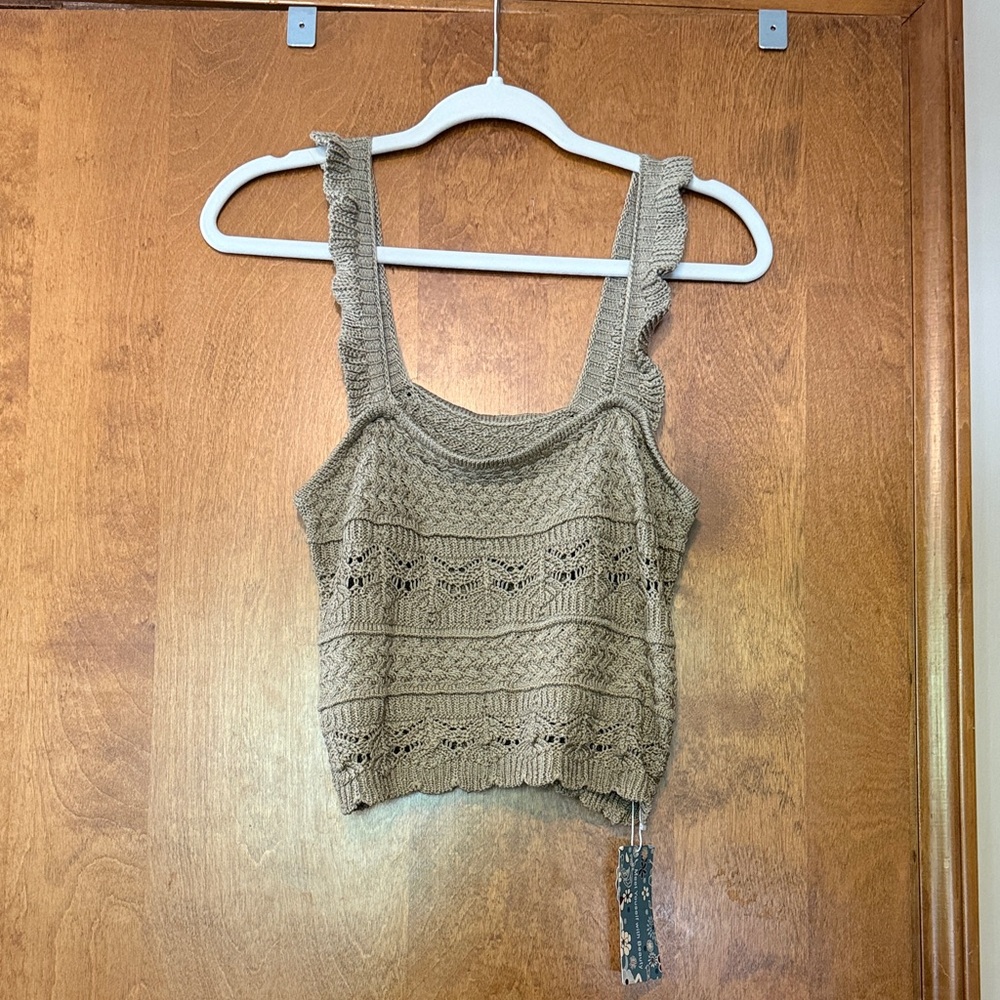 Chic Knit Tank Top in Tan